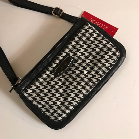 Houndstooth Crossbody Bag handbag lots of pockets - Picture 2 of 8